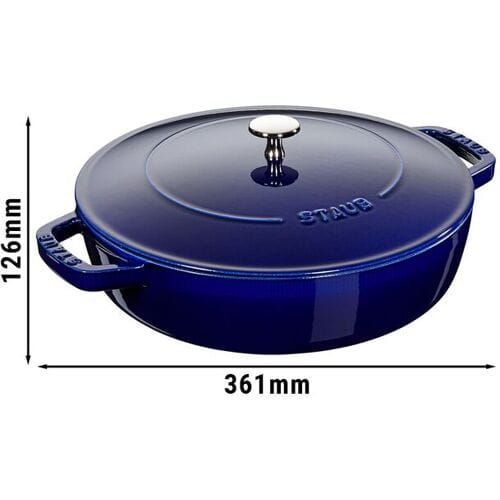 STAUB BRAISERS - Sauteerpan met Chistera Drop Structure - 280mm - Gietijzer - Donkerblauw