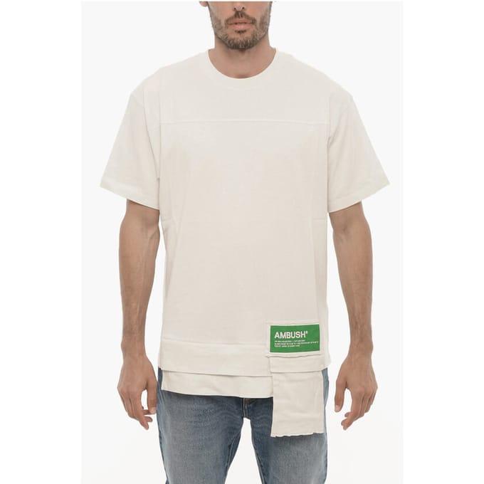 Effen T-shirt met ronde hals en taillezak in wit