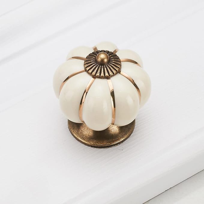 Pompoen Keramische Handgrepen 40mm Ladeknoppen Kastdeurtrekkers Meubelhandgreep beige