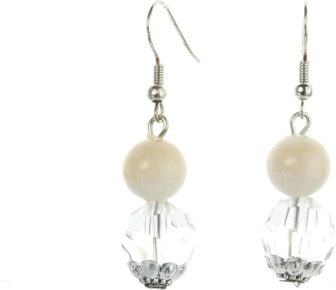 Behave - Oorhangers met glaskraal en parel-look kraal - elegant