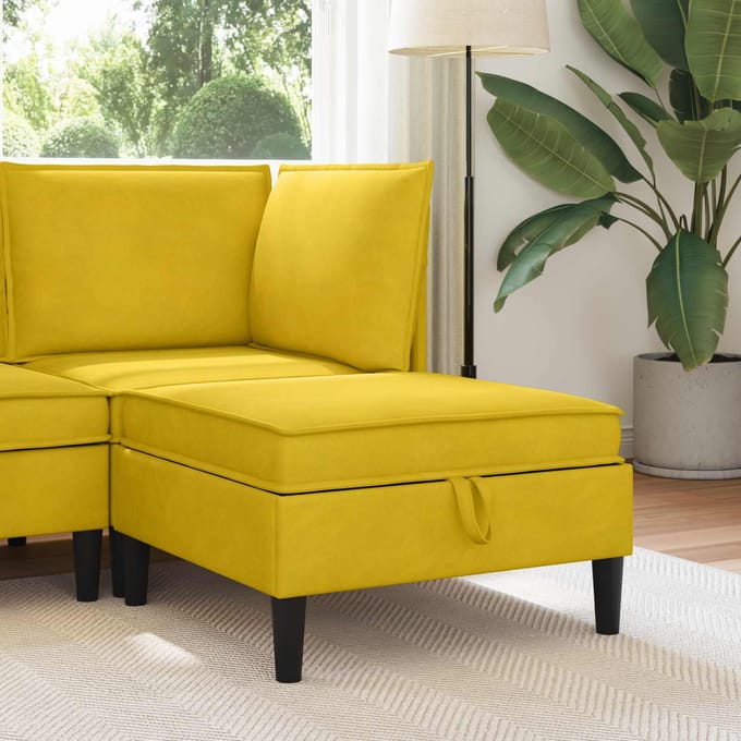 vidaXL - Sofa - Kruk - met - Opbergruimte - Geel - Fluweel