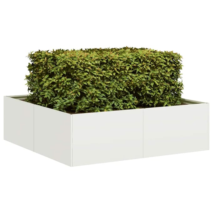 vidaXL - Plantenbak - 100x100x30 - cm - staal - wit