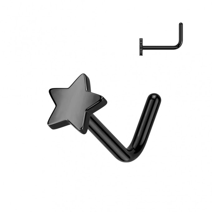Neuspiercing titanium L-bend ster 3mm - zwart - LMPiercings