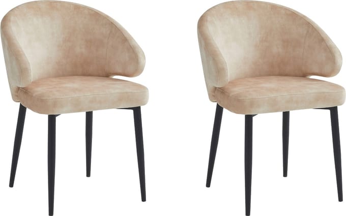 Colenis® - Ruby Eetkamerstoel - Set Van 2 - Yellow Beige - Adoré Velvet - Design