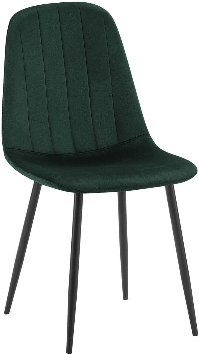 CLP Baxter Eetkamerstoel - Zwart Metalen Frame - Velvet - Fluweel - Metaal/groen