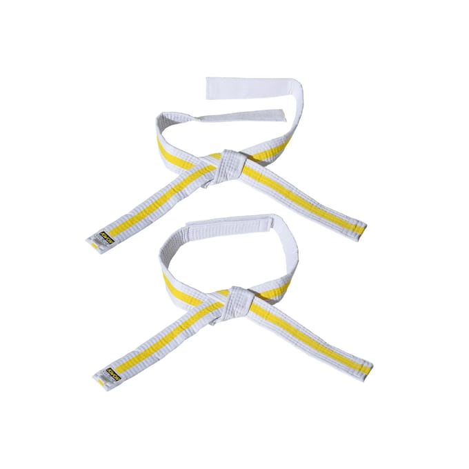 Wit/geel/wit klittenband riem budō kind Kwon