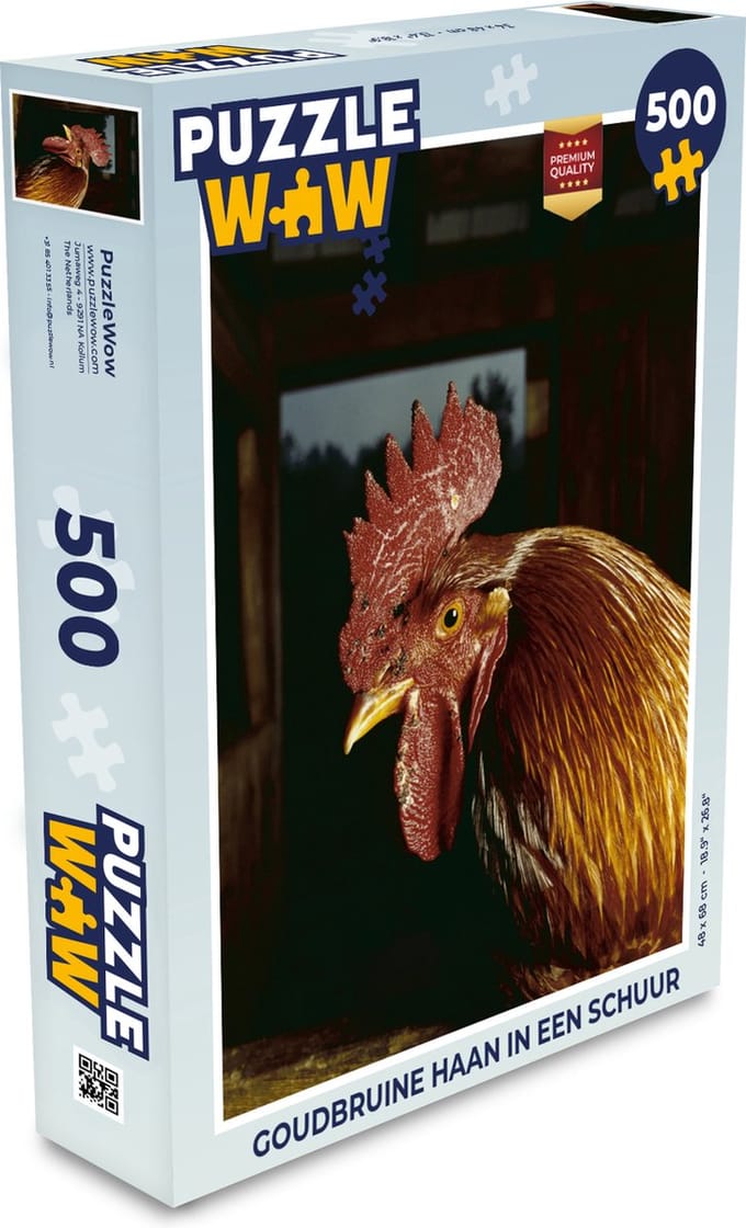 Puzzel Goudbruine haan in een schuur - Legpuzzel - Puzzel 500 stukjes