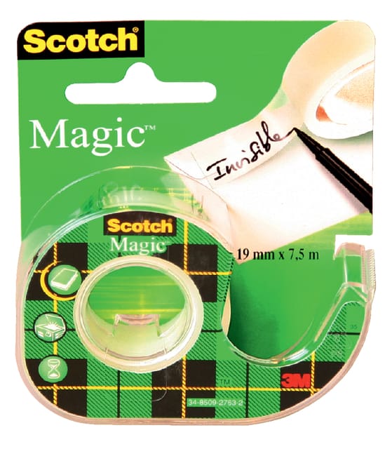 Plakband scotch magic 810 19mmx7.5m onzichtbaar + Plakbandhouder