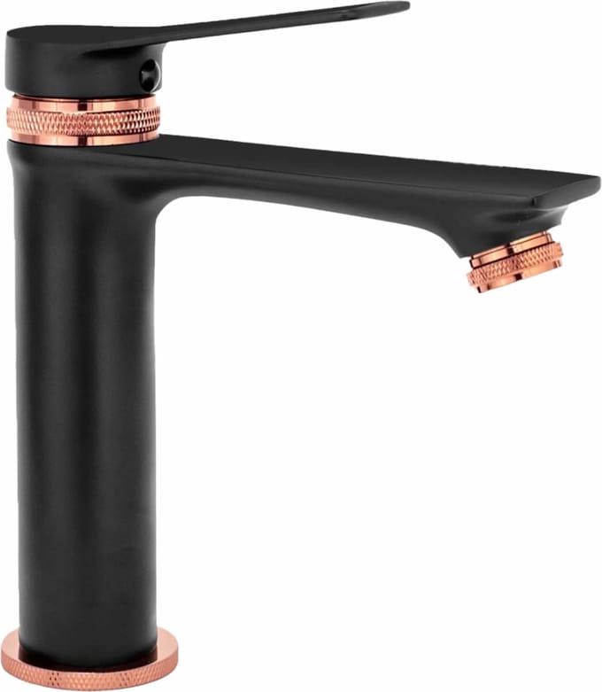 Rea Viral Black Rose Gold Low - Wastafelkraan - Zwart/Rosé Goud