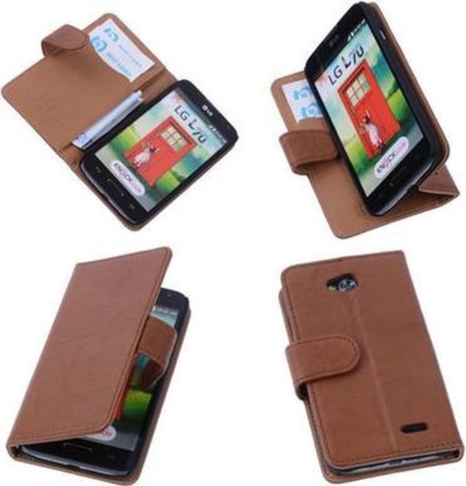 BestCases Bruin Luxe Echt Lederen Booktype Hoesje LG L70