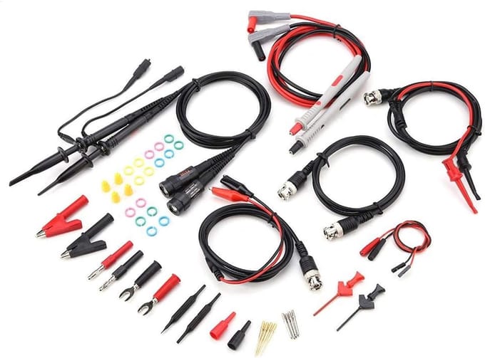 Meetsnoer Set - Sondetips Kabel - Multimeter Oscilloscoop - Vervangbare Tips - 100-120cm Lengte - Zwart