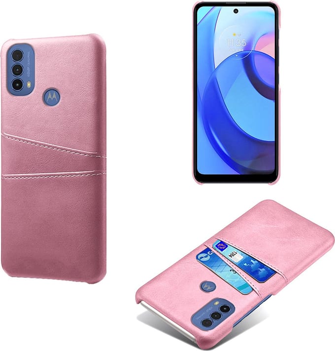 Backcover met Opbergvakjes + PMMA Screenprotector voor Motorola Moto E20/E30/E40 _ Roze Goud