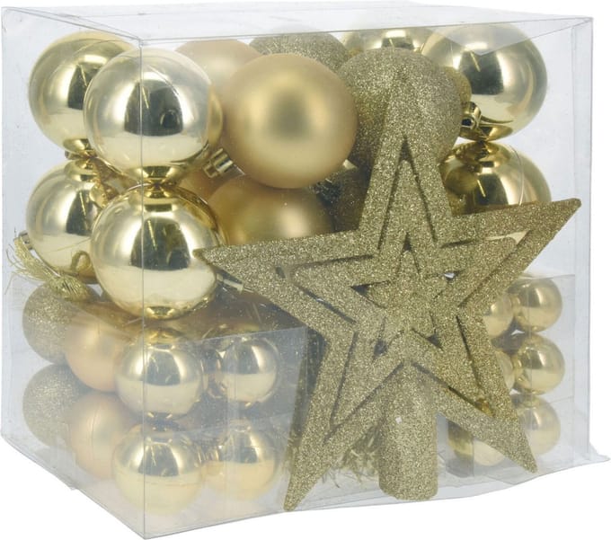 Kerstballen Set met Piek Goud, 54st.