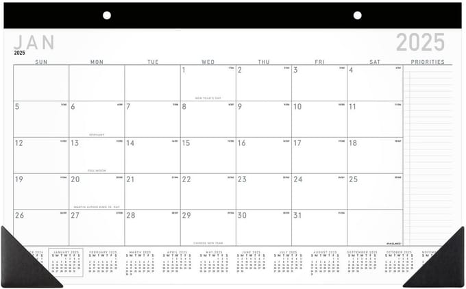 Bureaukalender 2025 - Maandelijkse Planning met Compact Formaat - 45,7 x 28 cm