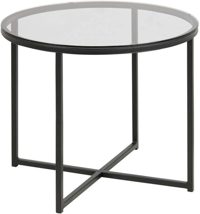 Ronde bijzettafel van glas en metaal - 55 x 55 x 45 cm