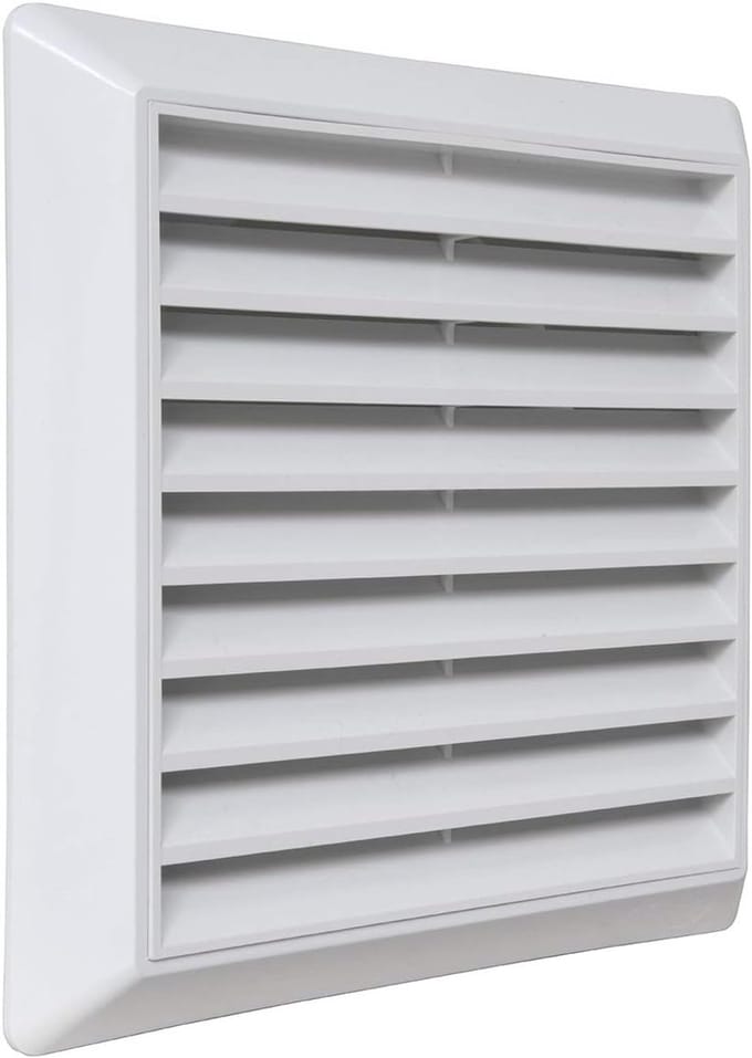 Ventilatierooster Wit ABS 185x185mm met Vaste Lamellen voor Ventilatie
