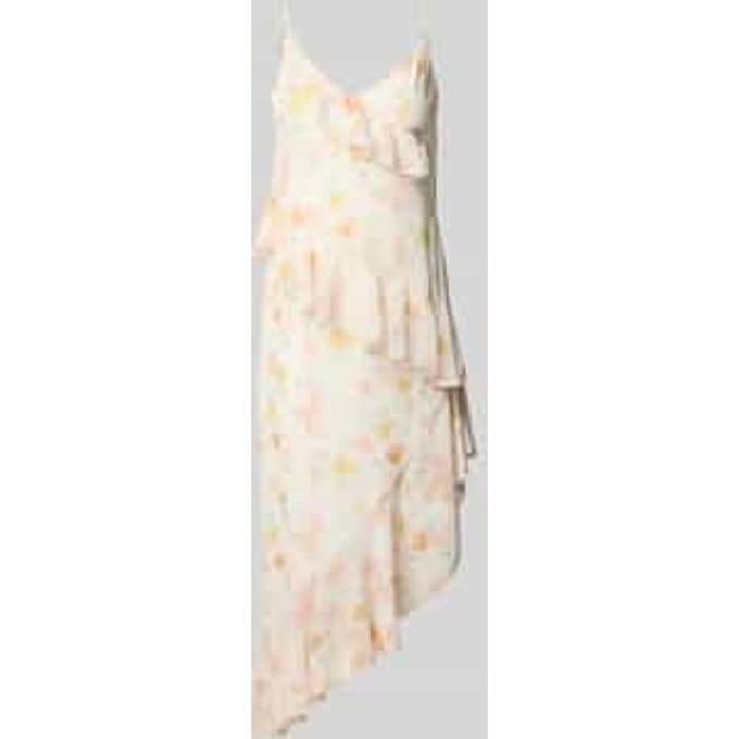 Midi-jurk met volants en V-hals