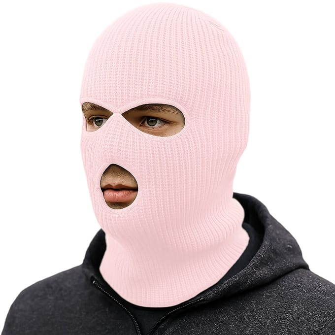Facemask - Sportmuts - Driegats Muts - Skimuts -  Bivak - Balaclava - Licht Roze - One Size