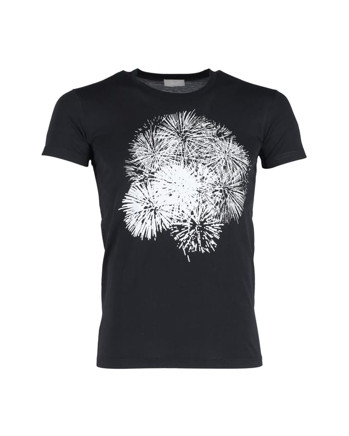 Christian Dior Firework Graphic T-shirt in zwart katoen
