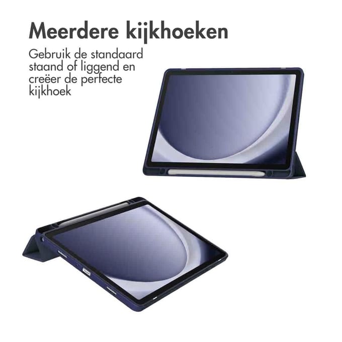 imoshion Tablet Hoes - Geschikt voor Samsung Galaxy Tab A9 Plus - Trifold Hardcase Bookcase - Donkerblauw