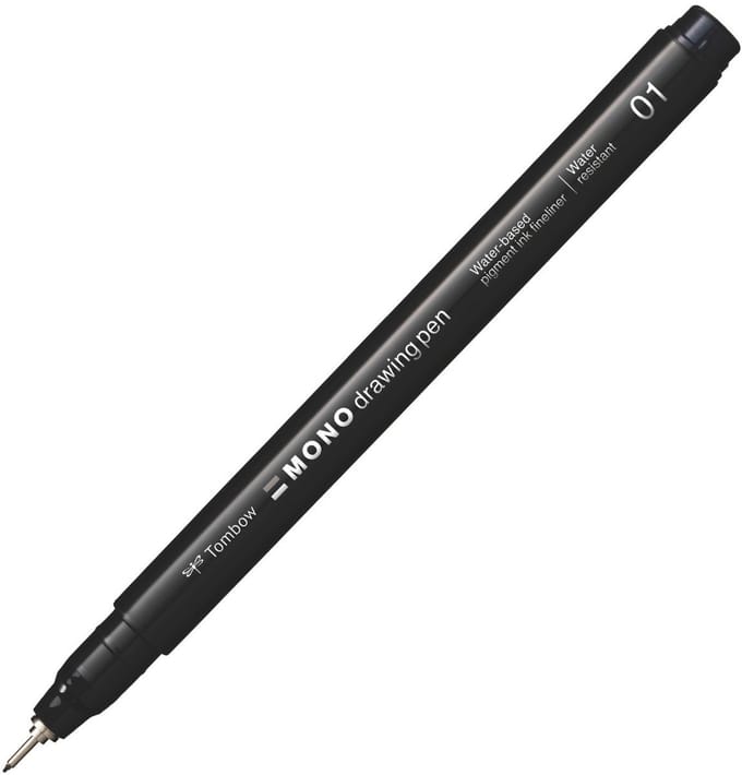 Tombow Mono Fineliner - 01 - 0.26 mm - Verfijnde punt - Zwart