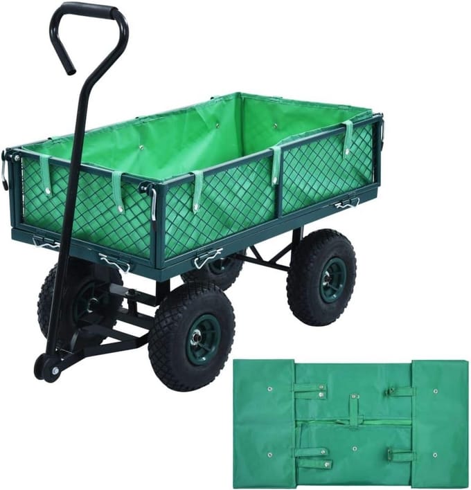 Inklapbare Stoffen Kruiwagen Voering - Duurzaam Groen Polyester voor Tuin en Strand