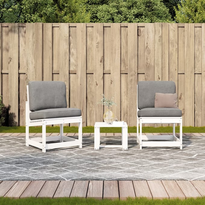 vidaXL - 3-delige - Loungeset - massief - grenenhout - wit