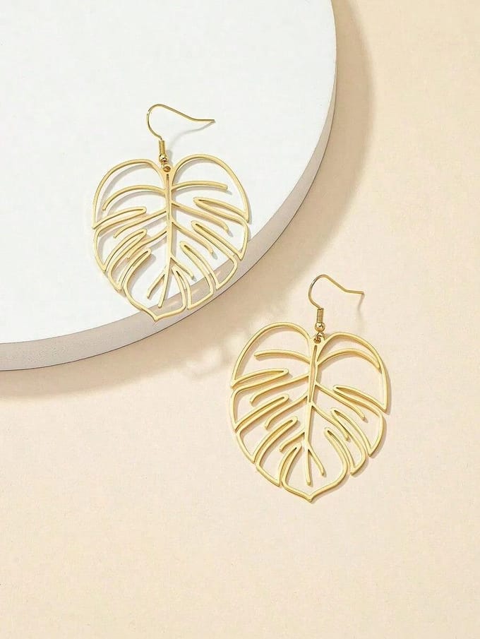 Boucles d'oreilles pendantes feuilles one-size black
