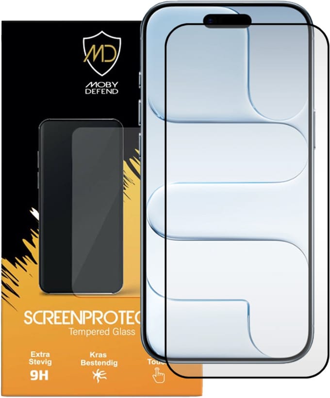 MobyDefend Screenprotector - Geschikt voor iPhone Air - Screensaver Met Zwarte Randen - Gehard Glas