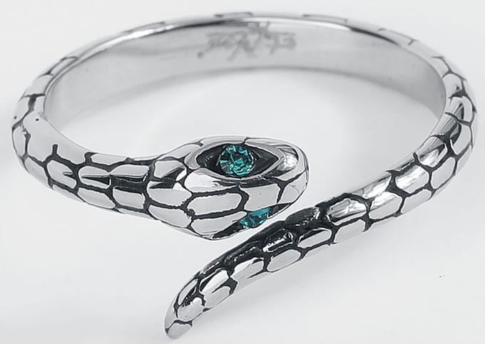 etNox - Gothic Ring - Schlange - voor Vrouwen - zilverkleurig