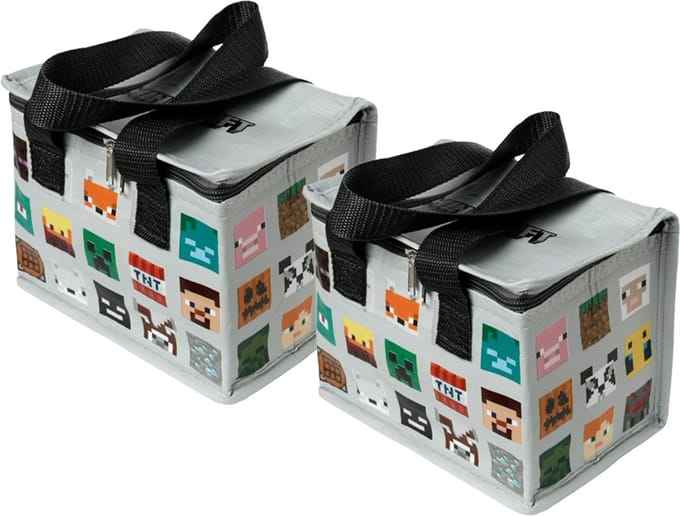 Kleine lunch/sixpack koeltas - 2x - Minecraft print - 21 x 15 cm - 4,4 L