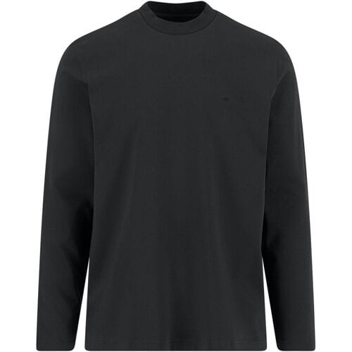 Fynch-Hatton T-Shirt Solid Color Mock Neck Cotton Interlock Zwart / male