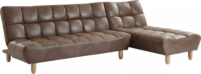 Vente-unique Aanpasbare bedbank van gerijpte microvezel ESTEBAN - chocolade vintage