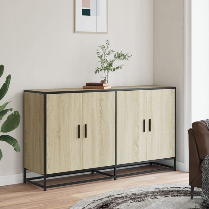 vidaXL - Dressoir - 134x35x76 - cm - bewerkt - hout - sonoma - eikenkleurig