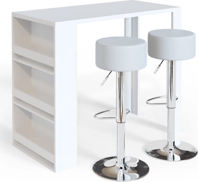 Vicco Bartafel set – 57 x 117 cm met 2 barkrukken Wit