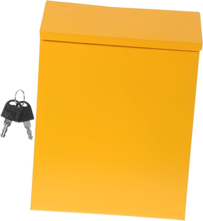 Suggestiebox Muurbevestiging - Ideeënbus Brievenbus - Post Opslag - Grote Capaciteit - 29 cm Breed - Geel