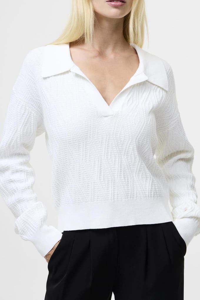 French Connection Lily Mozart Collared Jumper Linen White Taglia: L | Maglioni a maglia Outlet | Donna | Bianco
