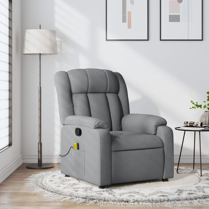 vidaXL - Massagestoel - met - lichtgrijze - stof