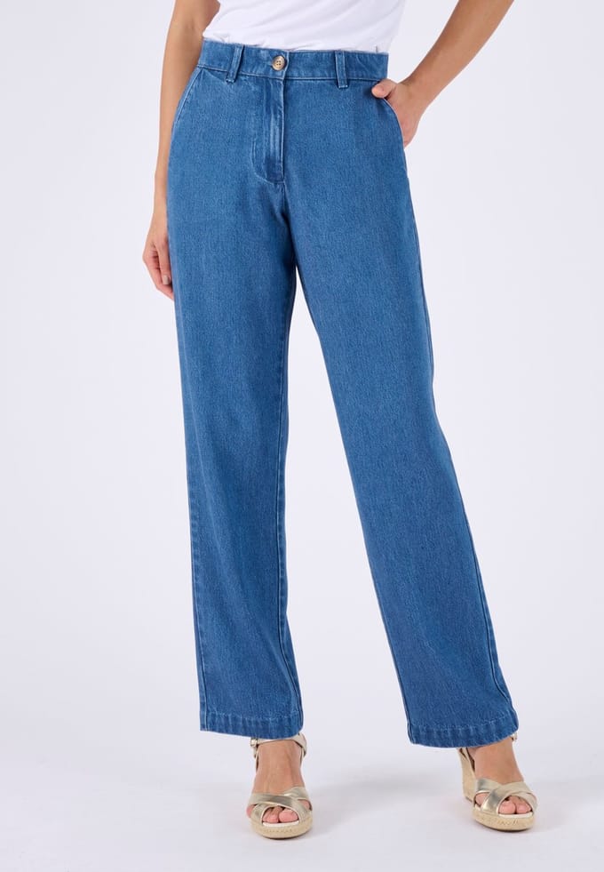 Damart - Broek vezelmix Lyocell Tencel(TM) - Dames - Blauw - 52