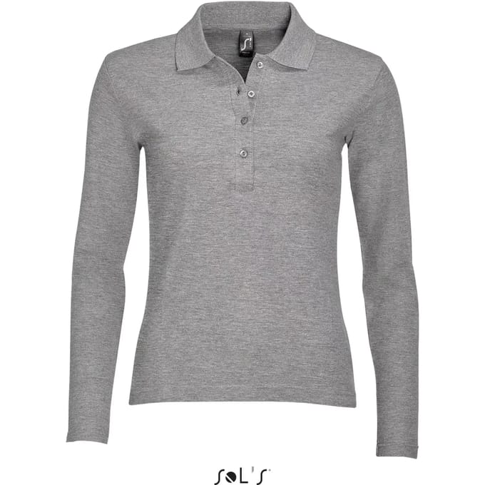 SOL'S Women´s Long Sleeve Polo Podium L535 - Grey Melange - M