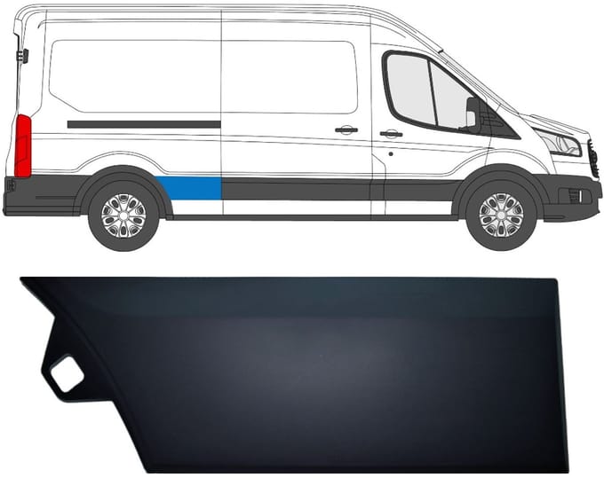Zijlijst sierlijst achterspatbord voor Ford Transit 2014- / Rechts