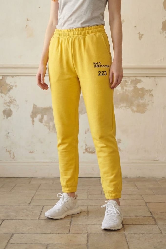 Mid-Waist Geprinte Katoen Lycra Joggingbroeken