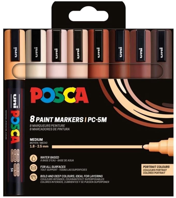 Uni Posca PC5M Markers Set 8 Stuk Portretkleuren