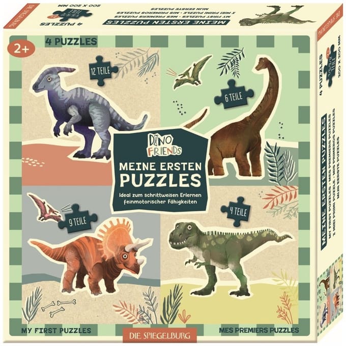4 puzzels, dino's - Die Spiegelburg