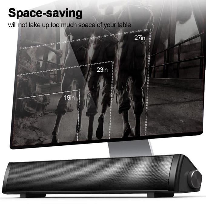SADA V105 Luidsprekerbalk Computerluidsprekers Bekabelde computer Soundbar Stereo USB-aangedreven Mini Lang 360mm zwart