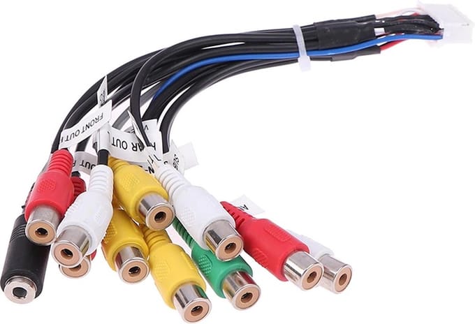 BG4U - RCA Versterker kabel 20 pins voor Android Radio's - AUX Video Audio Microfoon en Subwoofer