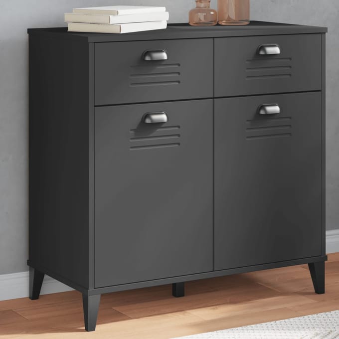vidaXL - Dressoir - VIKEN - 80x40x80 - cm - bewerkt - hout - antracietgrijs