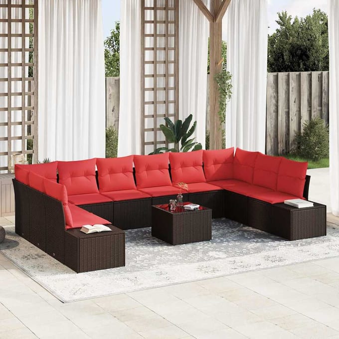 vidaXL Tuin Sofa Set 11 st Bruin poly rattan