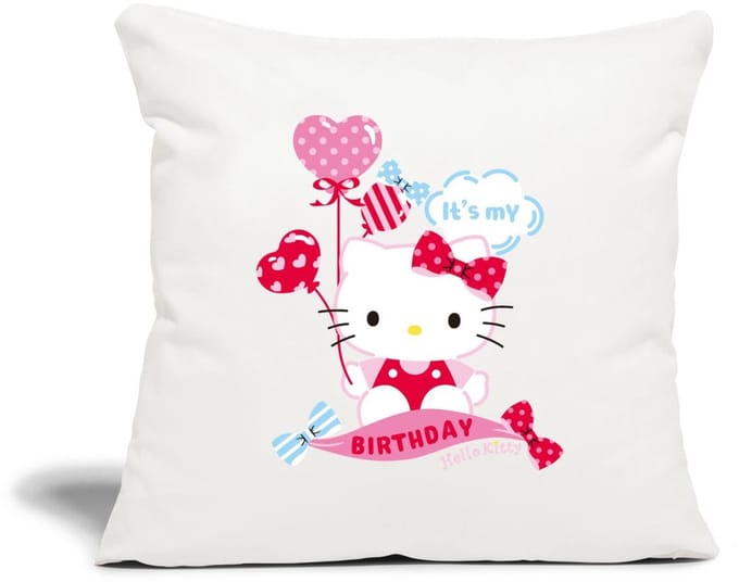 Hello Kitty Met Ballonnen Jarig Ontwerp Sierkussenhoes, 45 x 45 cm