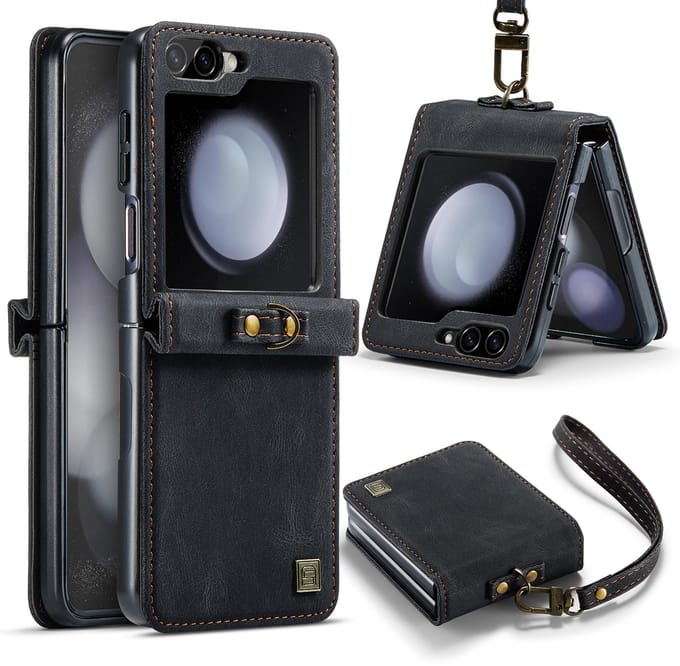 Luxe Flip Case met Polskoord voor Samsung Galaxy Z Flip 7 _ Zwart